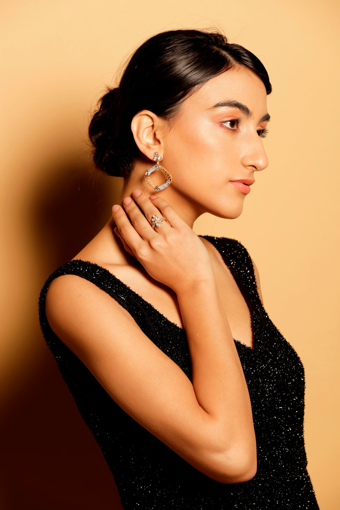 Labgrown Polki Earring with Cubic Zirconia Silver Plated